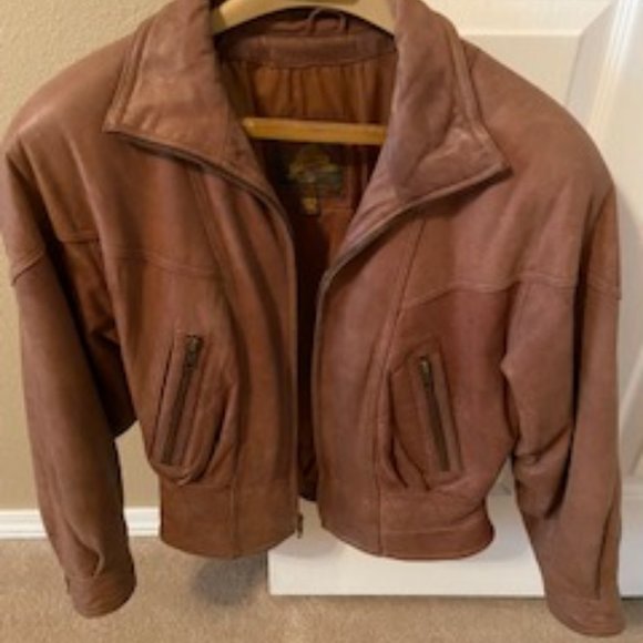 Jackets & Blazers - Brown Leather Cropped Coat